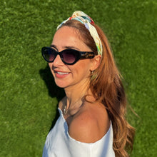 Load image into Gallery viewer, Celestia Silk Scarf made from 100% crepe de chine silk, featuring a delicate hand-illustrated watercolor pattern in soft, celestial tones