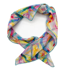 Load image into Gallery viewer, Hand-illustrated cotton bandana with colorful neon abstract pattern– Chromarama by Doku, eco-friendly and sustainably made