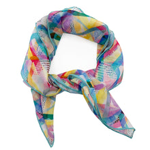 Load image into Gallery viewer, Hand-illustrated cotton bandana with colorful neon abstract pattern– Chromarama by Doku, eco-friendly and sustainably made