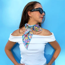 Load image into Gallery viewer, Hand-illustrated cotton bandana with colorful neon abstract pattern– Chromarama by Doku, eco-friendly and sustainably made