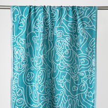Load image into Gallery viewer, Azul blue white double sided turkish cotton beach towel