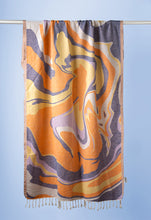 Load image into Gallery viewer, Sway cotton double-sided Turkish Towel | Pestemal | Illustrated print beach towel | Marbling art pattern