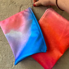 Load image into Gallery viewer, velvet illustrated pink clouds wallet zip pouch