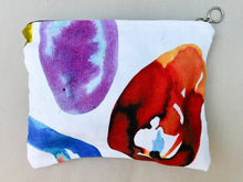 Load image into Gallery viewer, Watercolor rainbow marbles illustrated canvas pouch zipper bag wallet