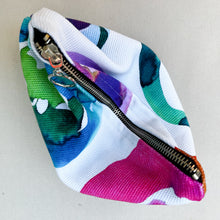 Load image into Gallery viewer, Watercolor rainbow marbles illustrated canvas pouch zipper bag wallet