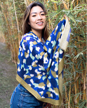 Load image into Gallery viewer, Pebble Coast wool and silk blend warm rectangle illustrated pattern scarf