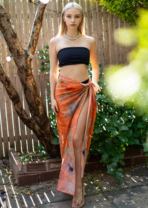 Doku Corality Orange Cotton Beach Pareo Skirt