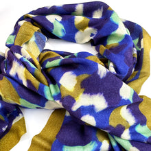 Load image into Gallery viewer, Pebble Coast wool and silk blend warm rectangle illustrated pattern scarf