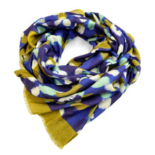 Load image into Gallery viewer, Pebble Coast wool and silk blend warm rectangle illustrated pattern scarf