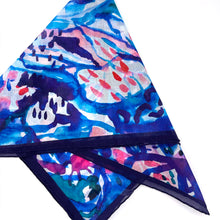 Load image into Gallery viewer, Tropic Blues Cotton Scarf and Bandana Fold
