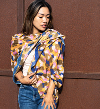 Load image into Gallery viewer, Berry Me Wool Silk Blend Abstract Illustrated Scarf Shawl Headwrap