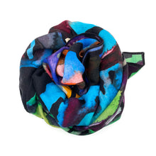 Load image into Gallery viewer, Night Fall Hand Illustrated Soft Luxury Wool Scarf Shawl Headwrap Blue