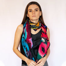 Load image into Gallery viewer, Night Fall Hand Illustrated Soft Luxury Rainbow Wool Scarf Style