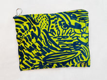 Load image into Gallery viewer, Pickle Forest Lush green velvet zipper pouch, illustrated zipper bag, perfect gift, illustrated prints