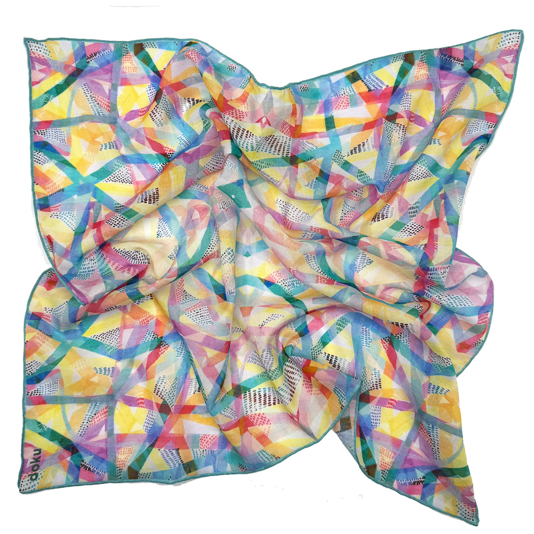 Hand-illustrated cotton bandana