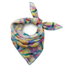 Load image into Gallery viewer, Hand-illustrated cotton bandana with colorful neon floral pattern on black background – Chromarama by Doku, eco-friendly and sustainably made
