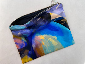 Rectangle illustrated velvet pouch zipper bag wallet