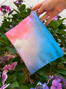 velvet illustrated pink clouds wallet zip pouchvelvet illustrated pink clouds wallet zip pouch