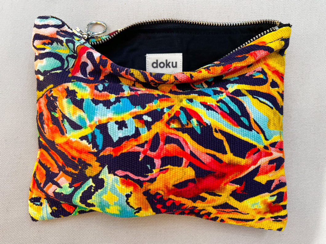 Lush tropical illustrated canvas pouch zipper bag wallet