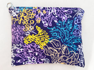 Abstract floral illustrated canvas pouch bag wallet