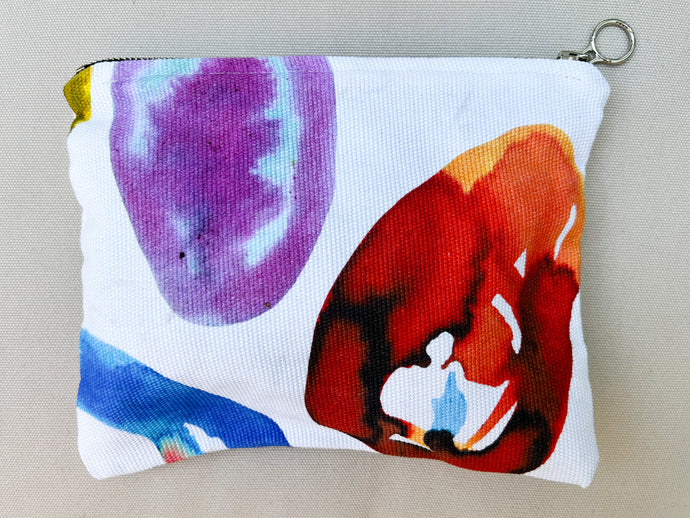 Watercolor rainbow marbles illustrated canvas pouch zipper bag wallet