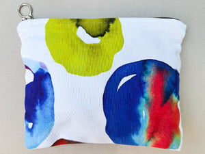 Watercolor rainbow marbles illustrated canvas pouch zipper bag wallet