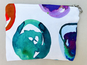 Watercolor rainbow marbles illustrated canvas pouch zipper bag wallet
