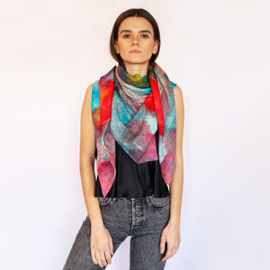 Divine Lands Soft Wool Watercolor Pattern Scarf and Bandana