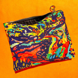 Lush multicolor canvas zipper bag pouch wallet summer accessory bag
