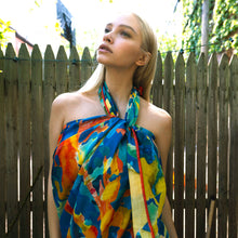 Load image into Gallery viewer, Doku Lush Illustrated Cotton Beach Pareo Scarf Blouse
