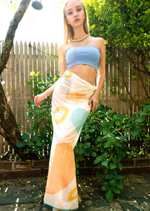 Doku Orbital Pastel Illustrated Cotton Beach Pareo Skirt Sarong