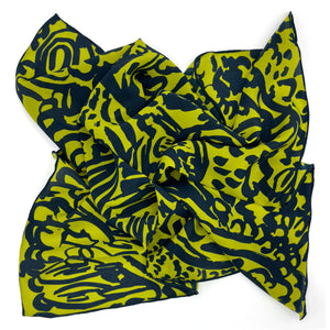 Doku Pickle Forest Green Illustrated Silk Scarf and Bandana 