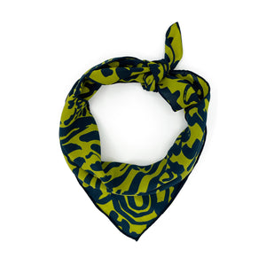 Doku Pickle Forest Green Illustrated Silk Scarf and Bandana Style