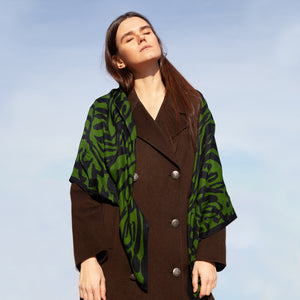 Pickle Forest Hand Illustrated Soft Luxury Wool Scarf Shawl Headwrap