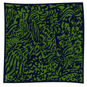 Pickle Forest Hand Illustrated Soft Luxury Wool Scarf Shawl Headwrap