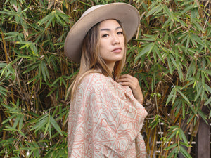 Terra silk and wool blend illustrated rectange scarf