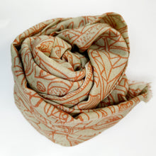 Load image into Gallery viewer, Doku Terra silk and wool blend illustrated rectange scarf
