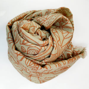 Doku Terra silk and wool blend illustrated rectange scarf