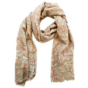 Terra Nova wool silk blend rectangle scarf, scarf, doku