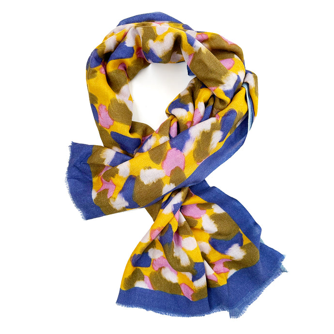 Berry Me Wool Silk Blend Abstract Illustrated Scarf Shawl Headwrap